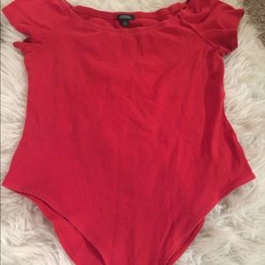 Off shoulder body red body suit
